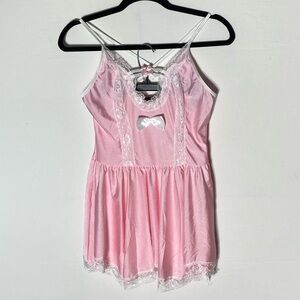 Avid Love Light Pink Stretchy Sexy Lingerie Sleepwear W White Lace Trim M NWT